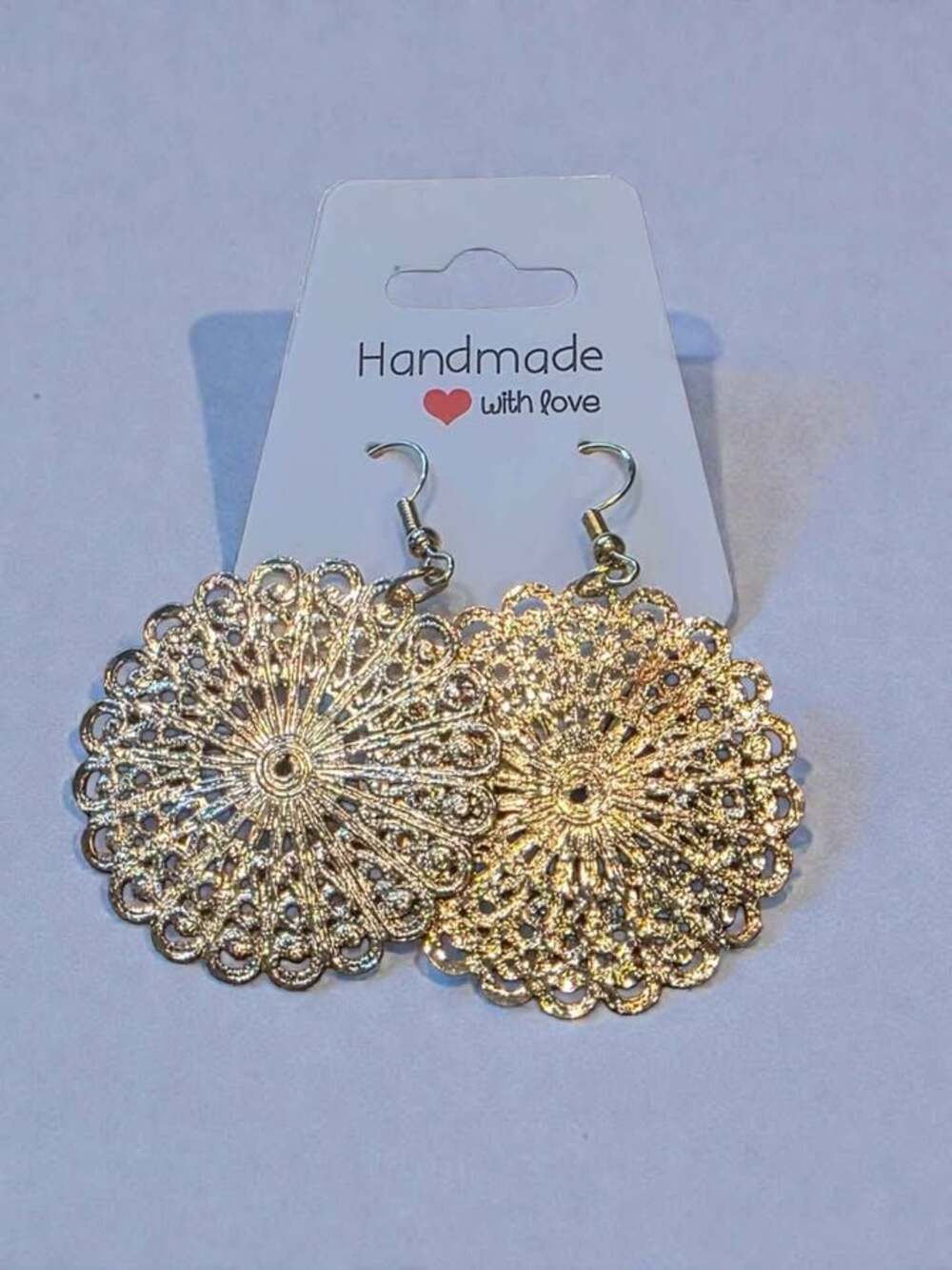 Handmade Gold Filigree Dangle Earrings